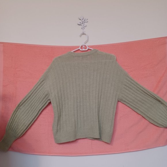 Soft Green/Blue Alpaca Cardigan Knit - Picture 4 of 4